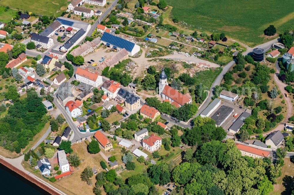 Aerial photograph Riesa - Church building in the district Groeba in Riesa in the state Saxony, Germany