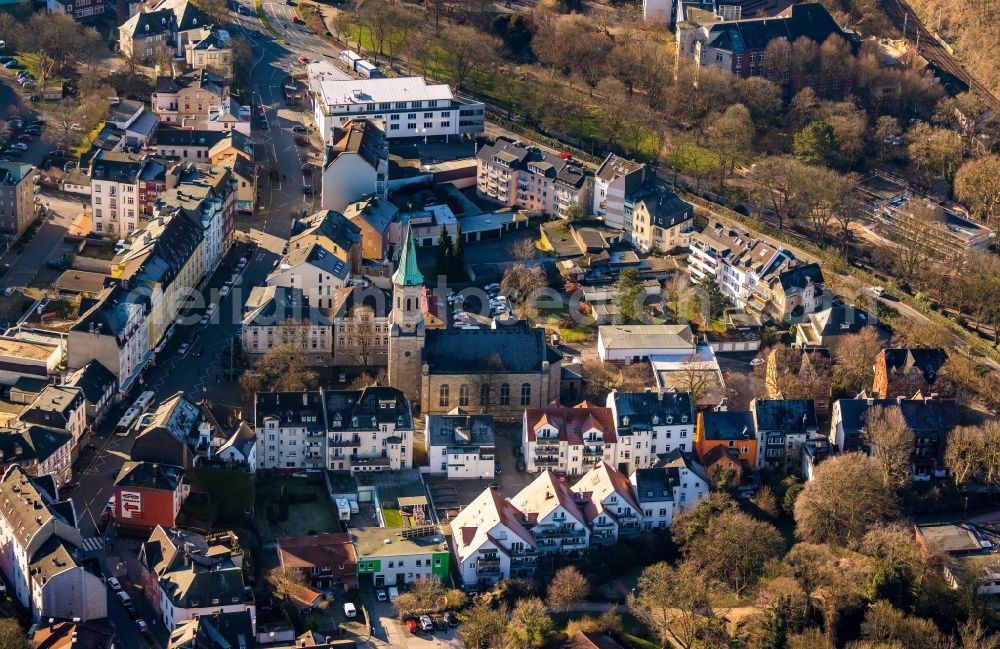 Aerial photograph Hagen - Church building in the district Haspe in Hagen in the state North Rhine-Westphalia, Germany