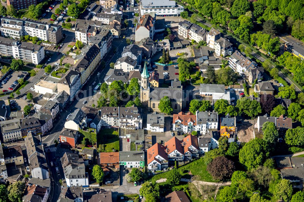 Hagen from the bird's eye view: Church building in the district Haspe in Hagen in the state North Rhine-Westphalia, Germany