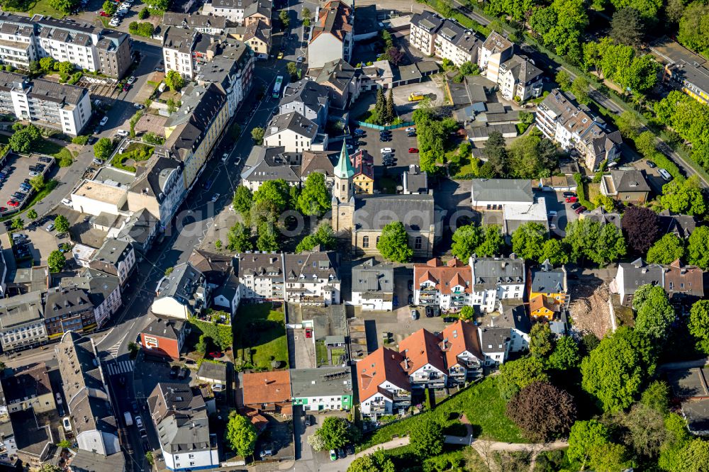 Aerial image Hagen - Church building in the district Haspe in Hagen in the state North Rhine-Westphalia, Germany