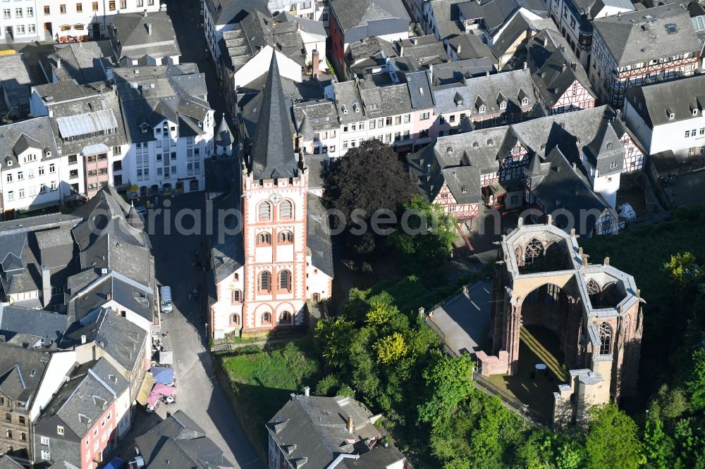 Bacharach from above - Church building Parish Church of St. Peter on Oberstrasse in Bacharach in the state Rhineland-Palatinate, Germany