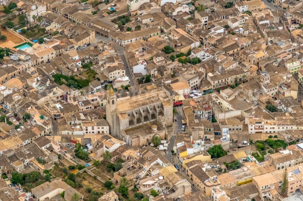 Aerial photograph Santanyi - Church building ParrA?quia de Sant Andreu in the village of in Santanyi in Balearische Insel Mallorca, Spain