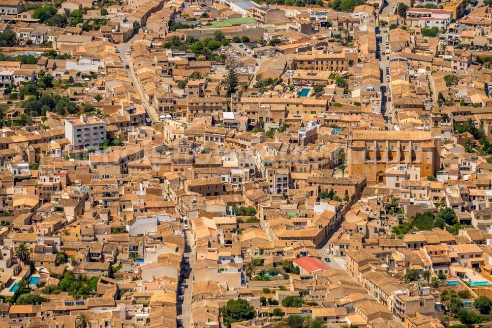 Aerial photograph Santanyi - Church building ParrA?quia de Sant Andreu in the village of in Santanyi in Balearische Insel Mallorca, Spain