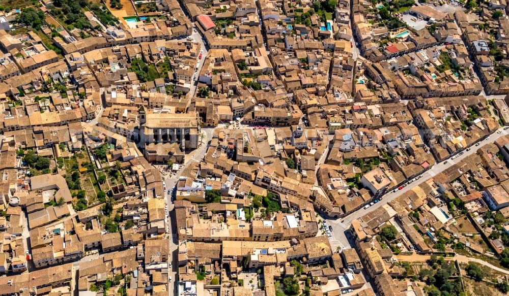 Aerial photograph Santanyi - Church building ParrA?quia de Sant Andreu in the village of in Santanyi in Balearische Insel Mallorca, Spain