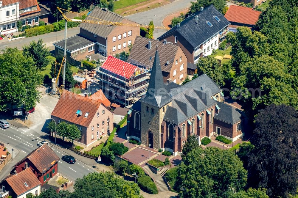 Dorsten from the bird's eye view: Church building St. Paulus destrict Hervest in Dorsten in the state North Rhine-Westphalia