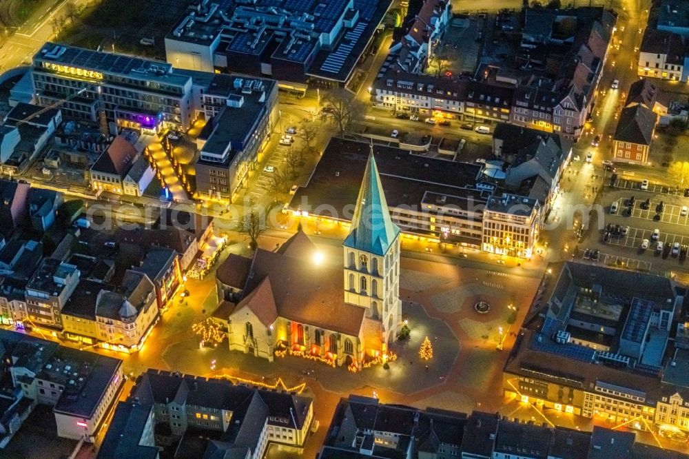 Hamm from above - Church building Pauluskirche on Marktplatz in Hamm in the state North Rhine-Westphalia, Germany