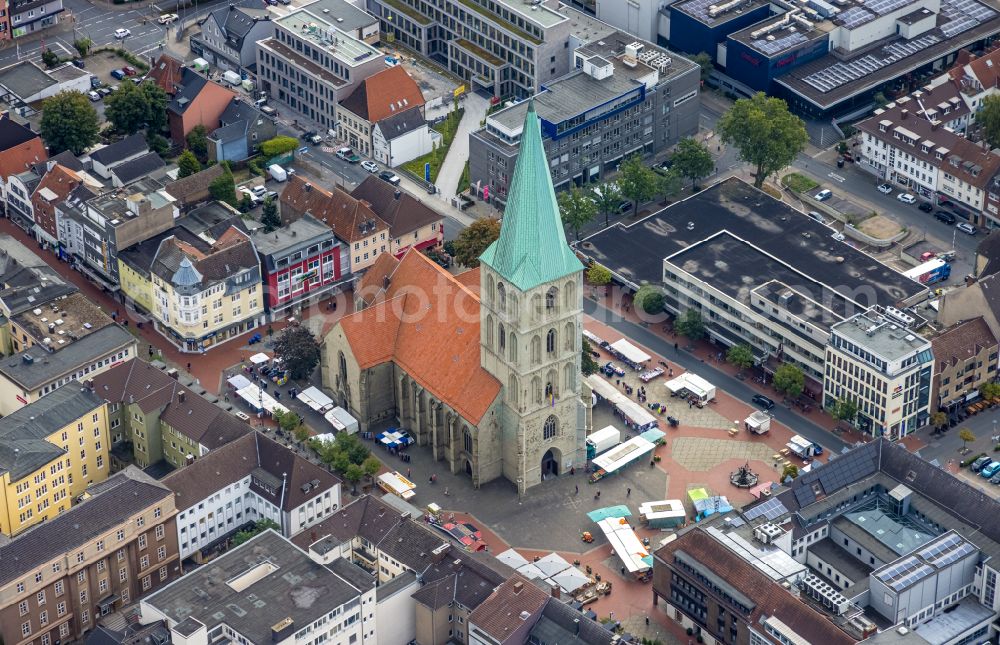 Hamm from the bird's eye view: Church building St. Pauls church on place Marktplatz in Hamm at Ruhrgebiet in the state North Rhine-Westphalia, Germany