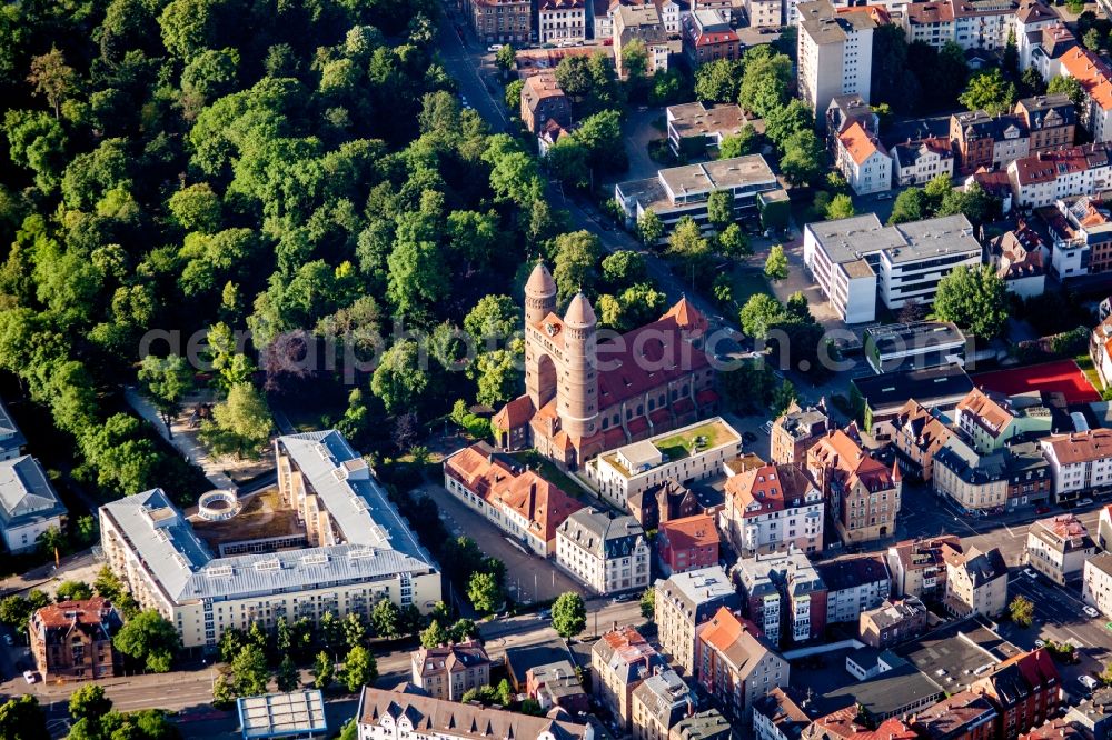 Ulm from above - Church building St. Pauls church in Ulm in the state Baden-Wurttemberg, Germany