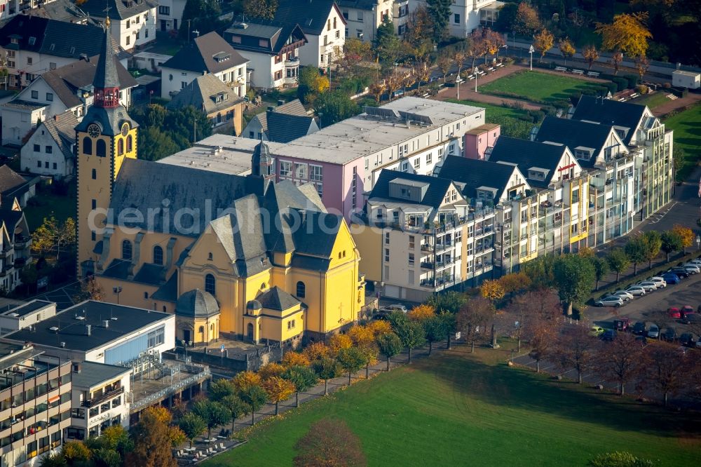 Bad Hönningen from above - Church building St. Peter and Paul in Bad Hoenningen in the state Rhineland-Palatinate