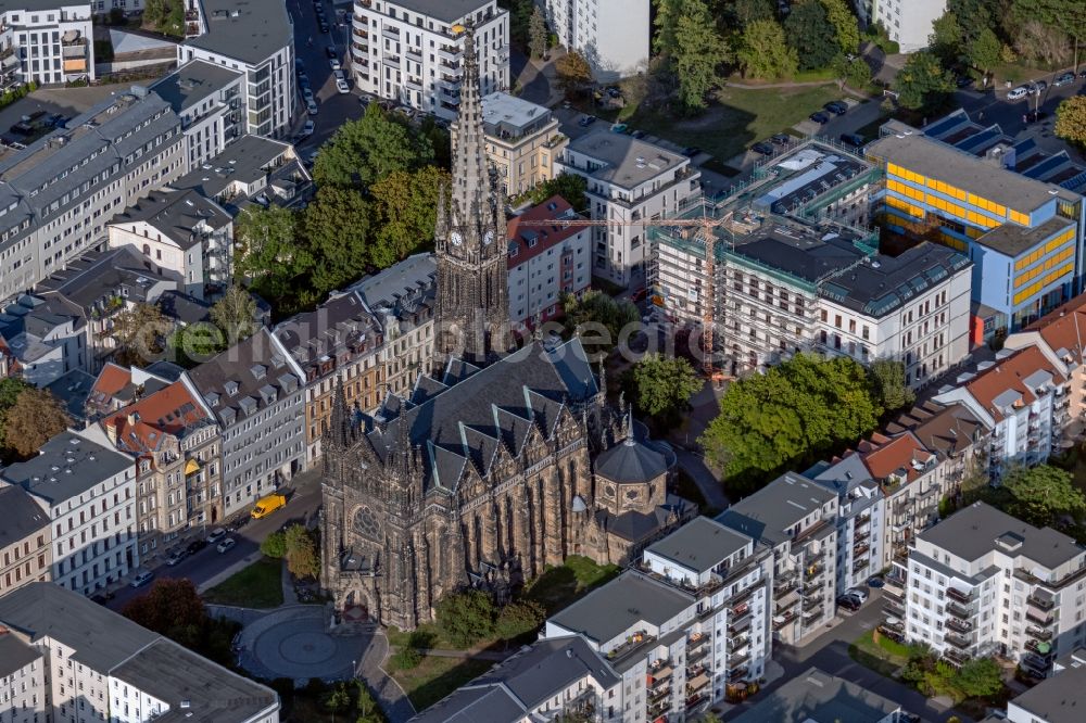 Aerial photograph Leipzig - Church building of Peterskirche on Schletterstrasse in Leipzig in the state Saxony, Germany