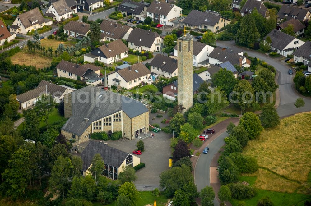 Warstein from the bird's eye view: Church building St. Petrus- Kirche in Warstein in the state North Rhine-Westphalia