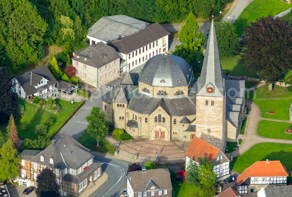 Aerial image Balve - Church building of the parish church St. Blasius in Balve in the state North Rhine-Westphalia