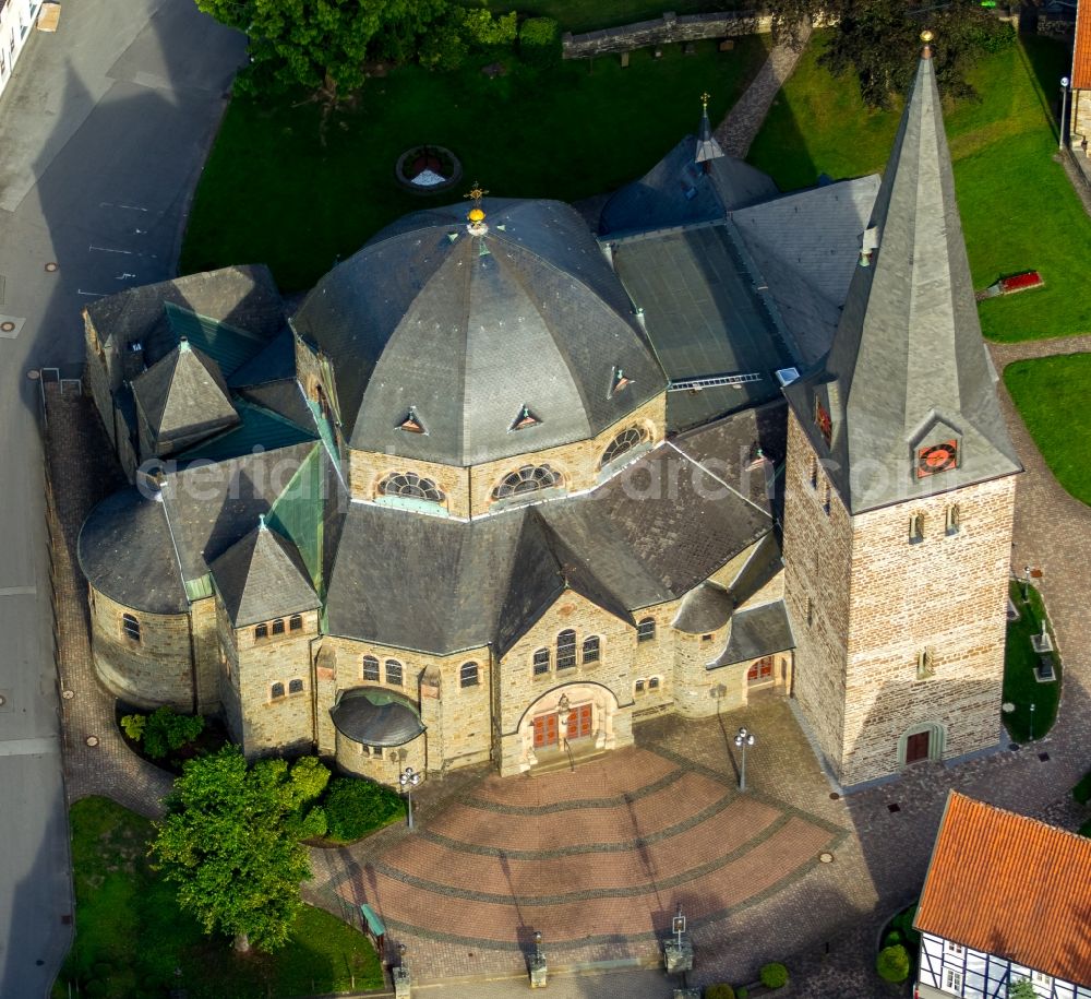 Balve from the bird's eye view: Church building of the parish church St. Blasius in Balve in the state North Rhine-Westphalia