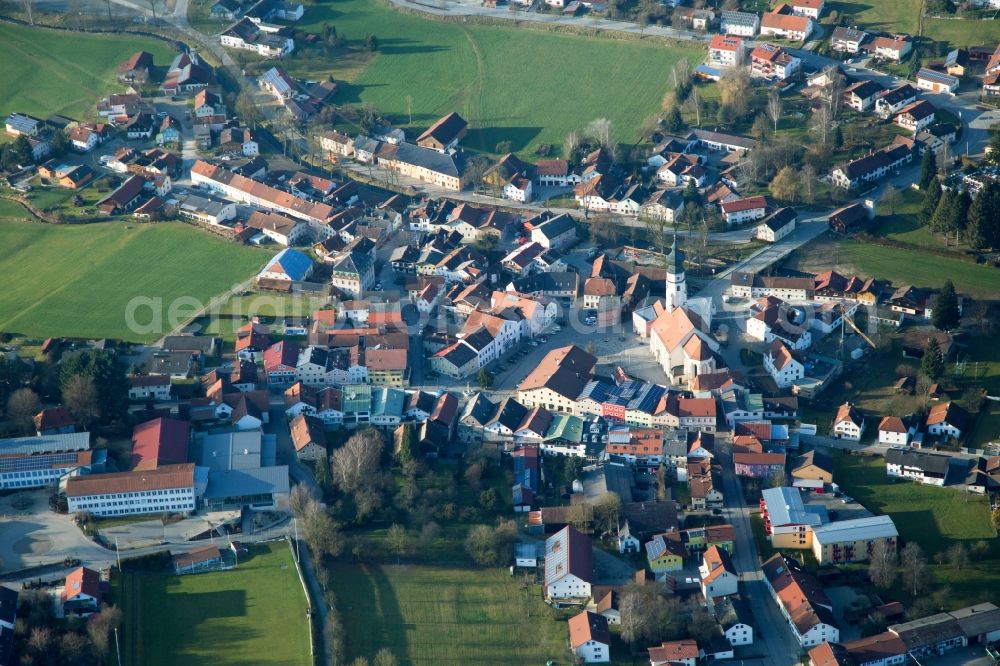 Aerial image Triftern - Church building in the village of in Triftern in the state Bavaria, Germany