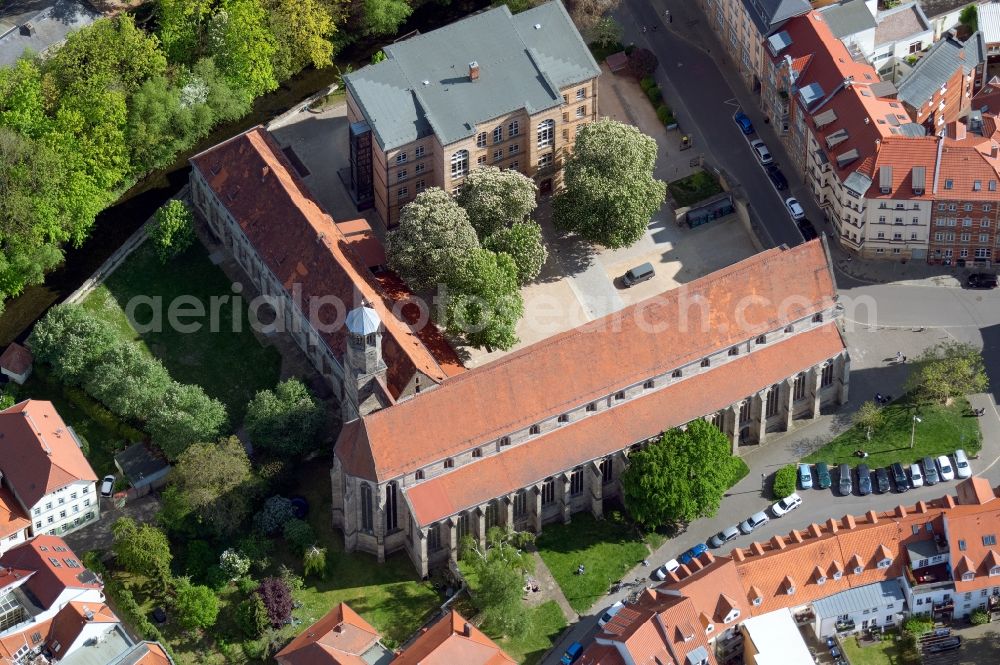 Erfurt from the bird's eye view: Church building of Predigerkirche on Predigerstrasse in Erfurt in the state Thuringia, Germany