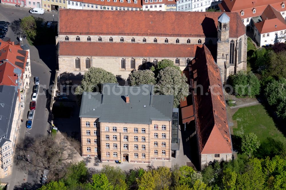 Aerial image Erfurt - Church building of Predigerkirche on Predigerstrasse in Erfurt in the state Thuringia, Germany