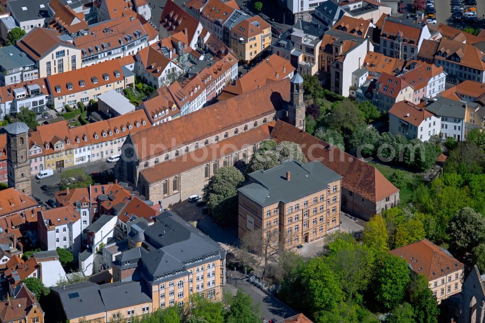 Aerial photograph Erfurt - Church building of Predigerkirche on Predigerstrasse in Erfurt in the state Thuringia, Germany