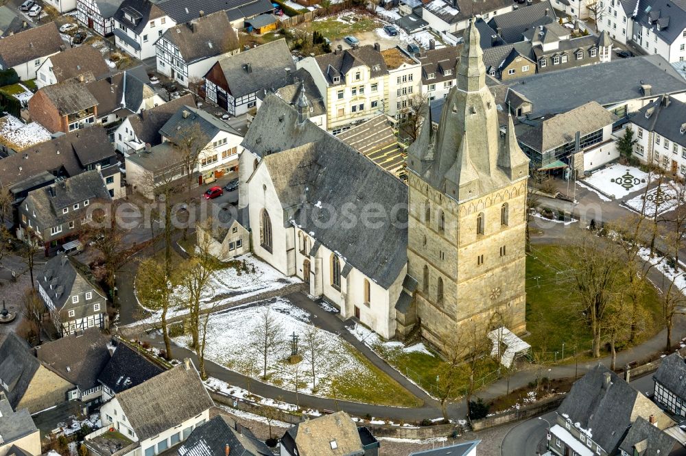 Brilon from the bird's eye view: Church building Probsteikirche in Brilon in the state North Rhine-Westphalia, Germany