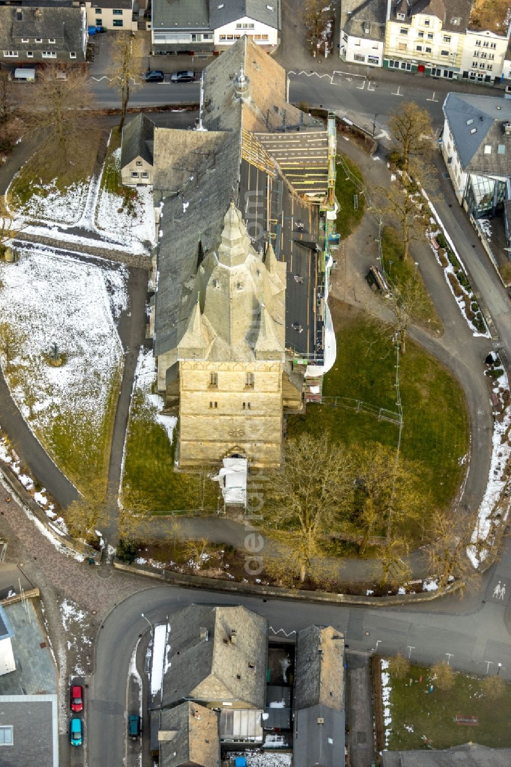 Aerial image Brilon - Church building Probsteikirche in Brilon in the state North Rhine-Westphalia, Germany