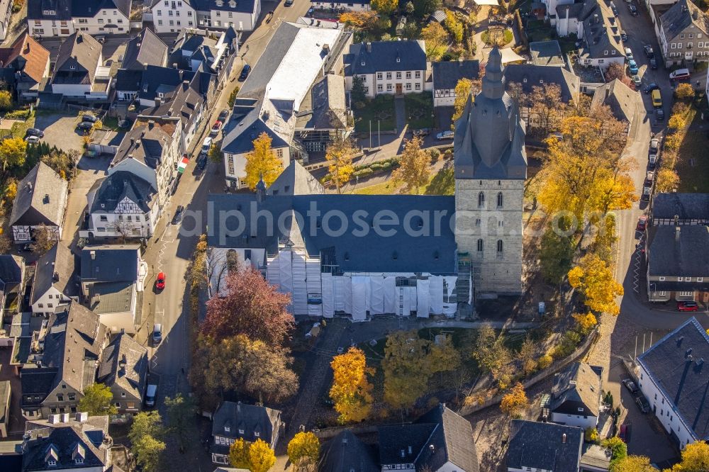 Aerial image Brilon - Church building Probsteikirche in Brilon in the state North Rhine-Westphalia, Germany