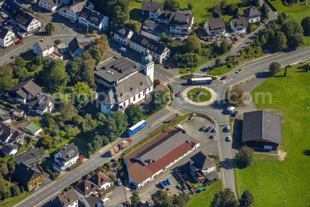 Aerial photograph Rönkhausen - Church building on the Kilianstrasse in Roenkhausen in the state North Rhine-Westphalia, Germany