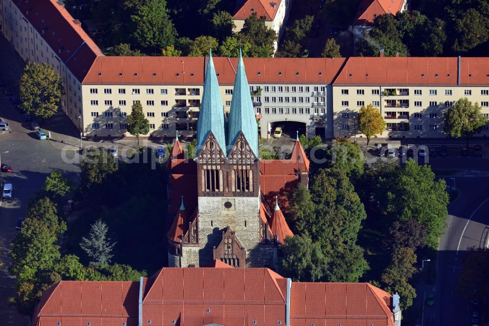 Berlin from above - Church building of Koptischen Gemeinde on Roedeliusplatz in the district Lichtenberg in Berlin, Germany