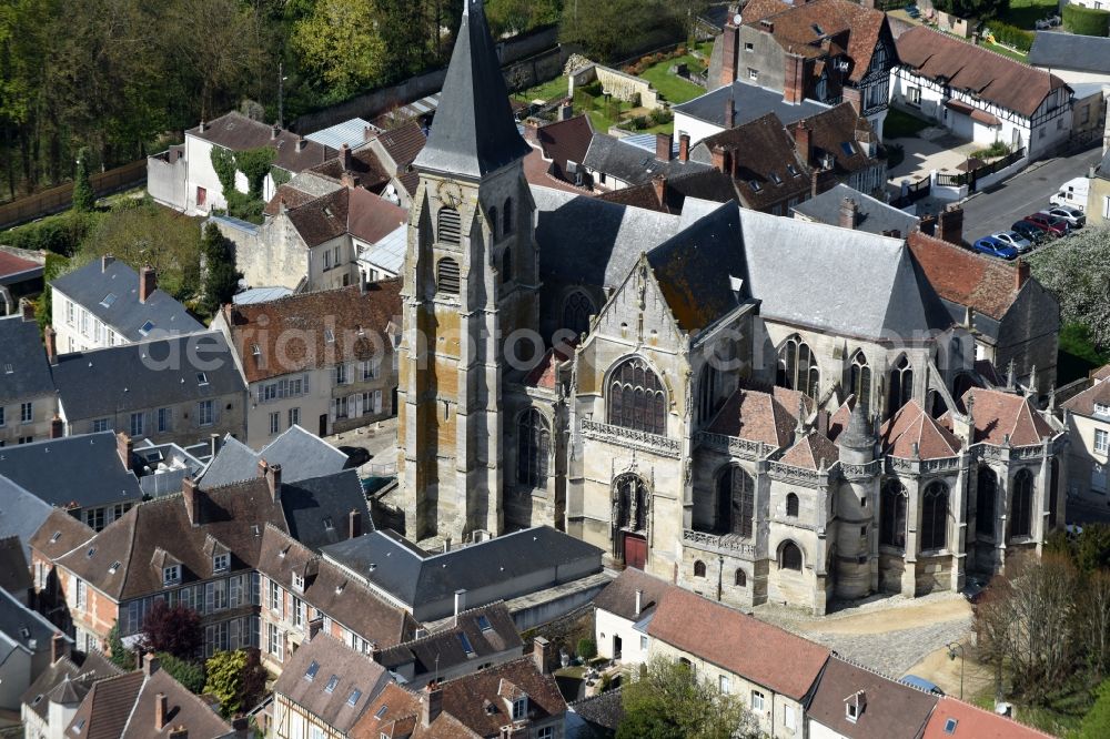 Aerial photograph Clermont - Church building in on Rue de la Republique Old Town- center of downtown in Clermont in Nord-Pas-de-Calais Picardy, France