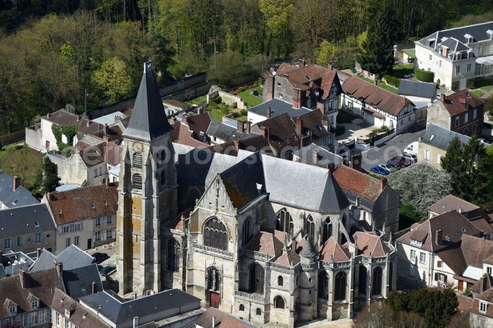 Clermont from above - Church building in on Rue de la Republique Old Town- center of downtown in Clermont in Nord-Pas-de-Calais Picardy, France