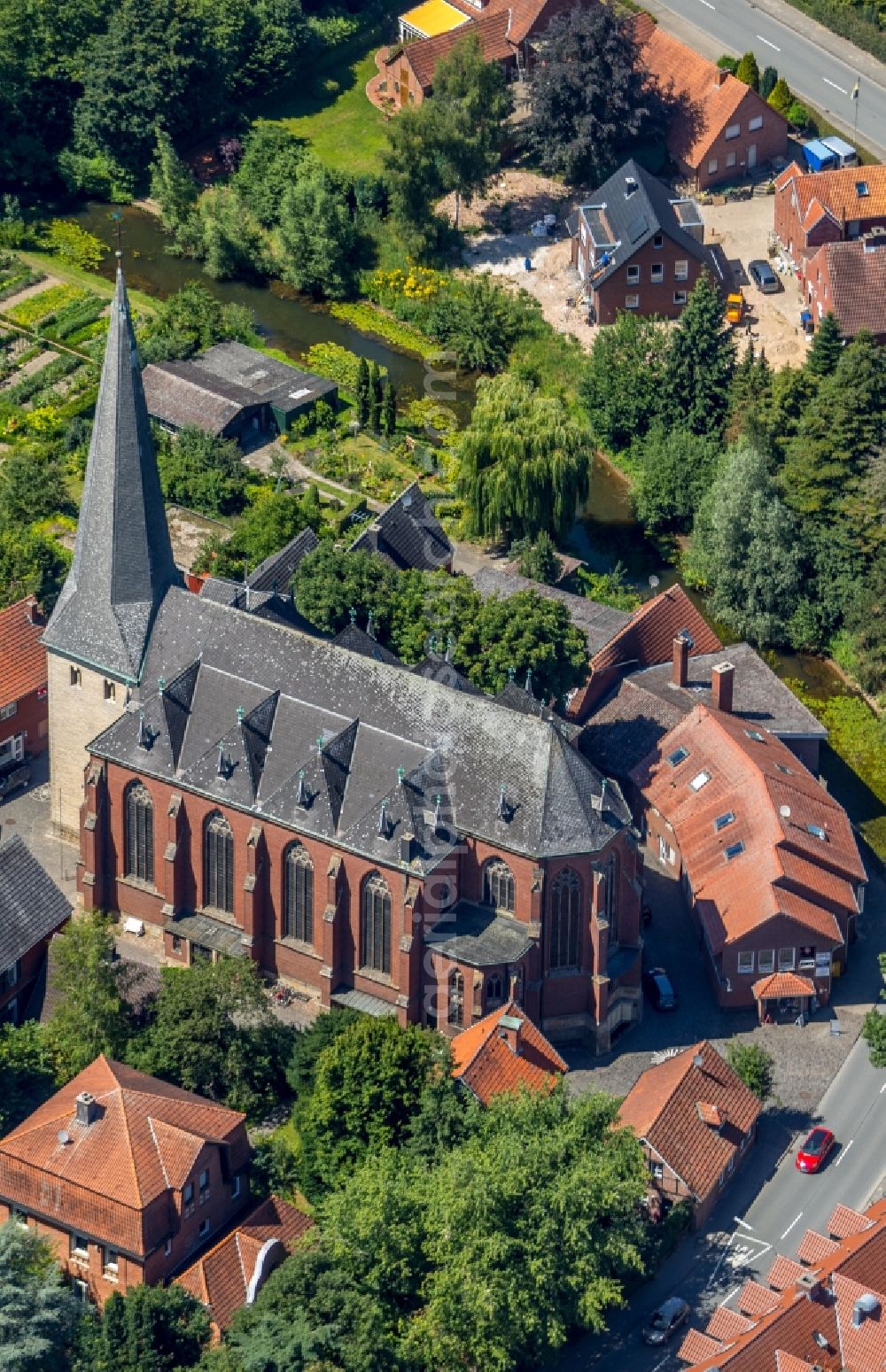 Westbevern from above - Church building Sacra Scriptura Cornelius and Cyprian in Westbevern in the state North Rhine-Westphalia, Germany