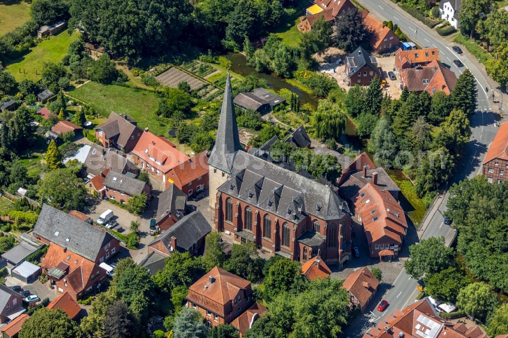 Westbevern from the bird's eye view: Church building Sacra Scriptura Cornelius and Cyprian in Westbevern in the state North Rhine-Westphalia, Germany