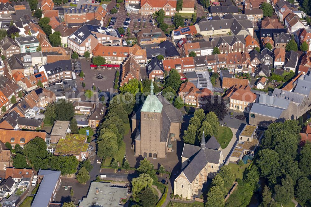 Vreden from above - Church building in the village of in Vreden in the state North Rhine-Westphalia, Germany