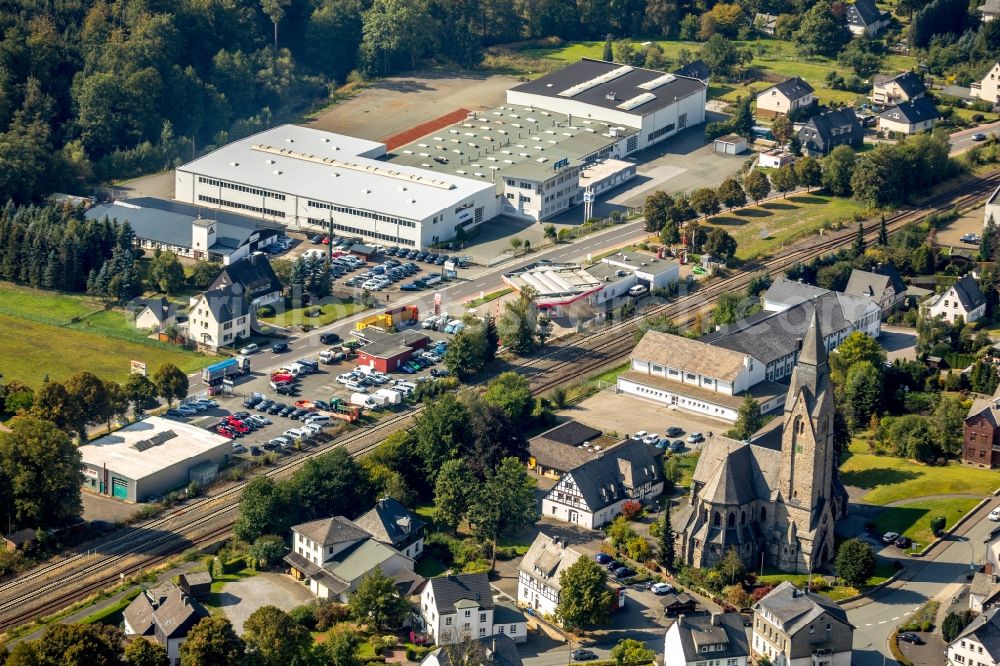 Aerial photograph Bestwig - Church building Sankt-Anna-church at the Kirchstrasse in Bestwig in the state North Rhine-Westphalia