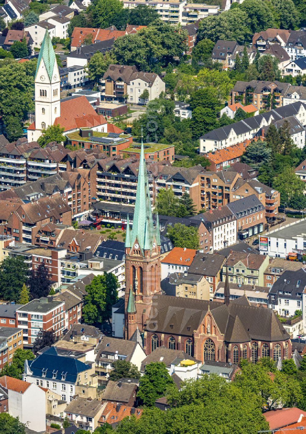 Gladbeck from above - Church building of St. Lambert's Church at the Horster street in Gladbeck in North Rhine-Westphalia