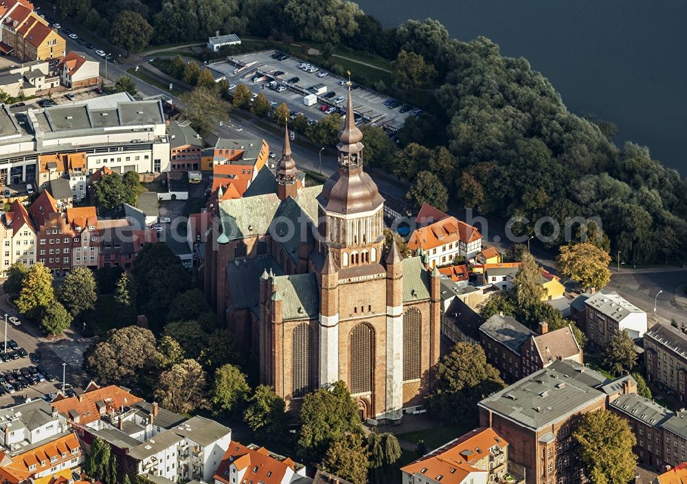 Aerial photograph Stralsund - Church building Saint Marien municipality in the district different court in Stralsund in the federal state Mecklenburg-West Pomerania