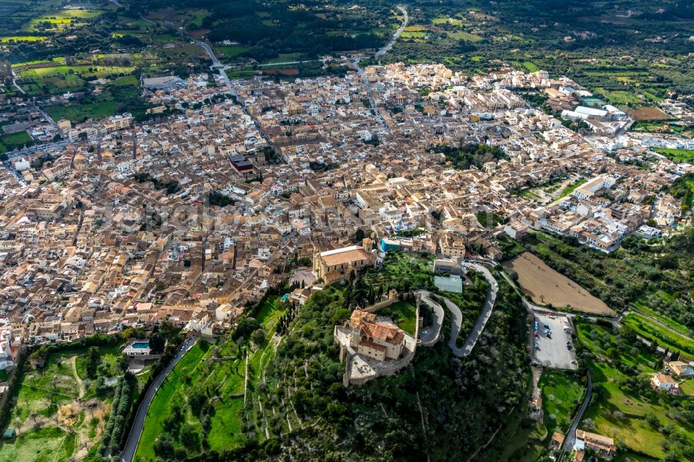 Aerial photograph Arta - Church building Santuari de Sant Salvador in Arta in Balearische Insel Mallorca, Spain