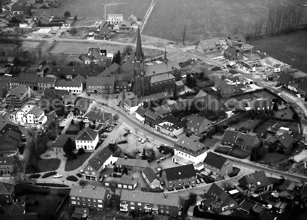 Schaephuysen from above - Church building in Schaephuysen in the state North Rhine-Westphalia, Germany