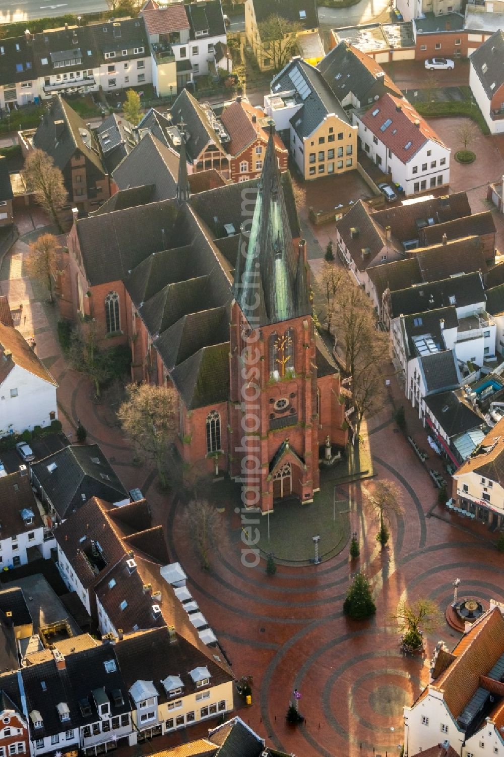 Haltern am See from above - Church building in St.-Sixtus-Kirche Old Town- center of downtown in Haltern am See in the state North Rhine-Westphalia, Germany