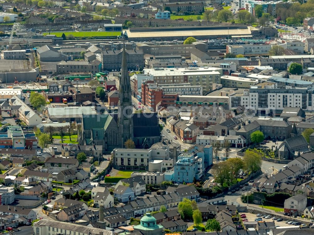 Aerial image Limerick - Church building St. Johns in Limerick , Ireland