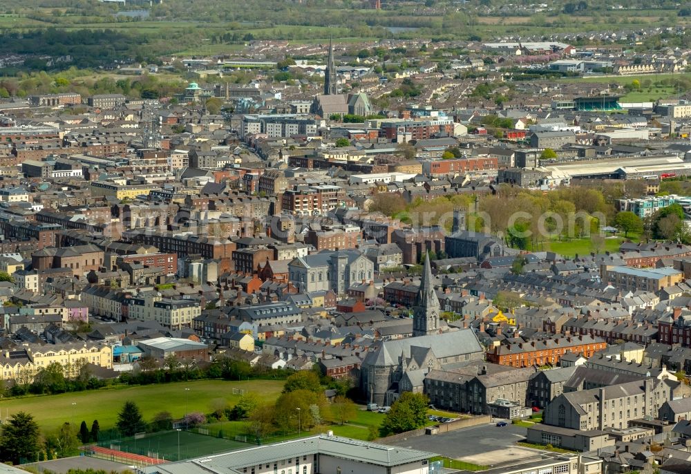 Aerial image Limerick - Church building St. Johns in Limerick , Ireland