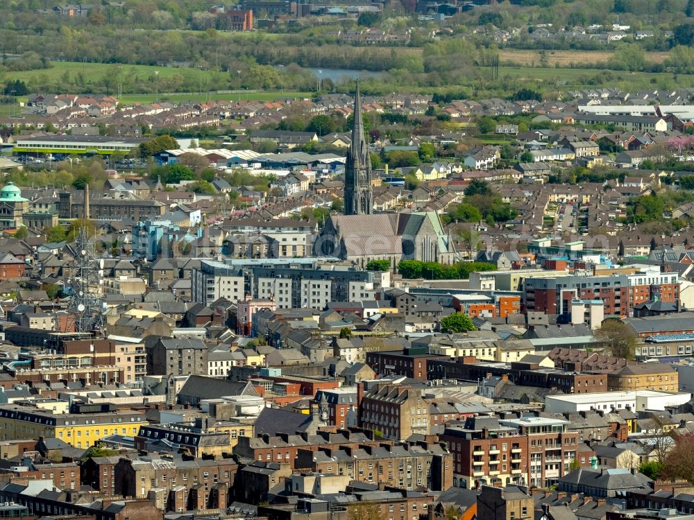 Limerick from above - Church building St. Johns in Limerick , Ireland