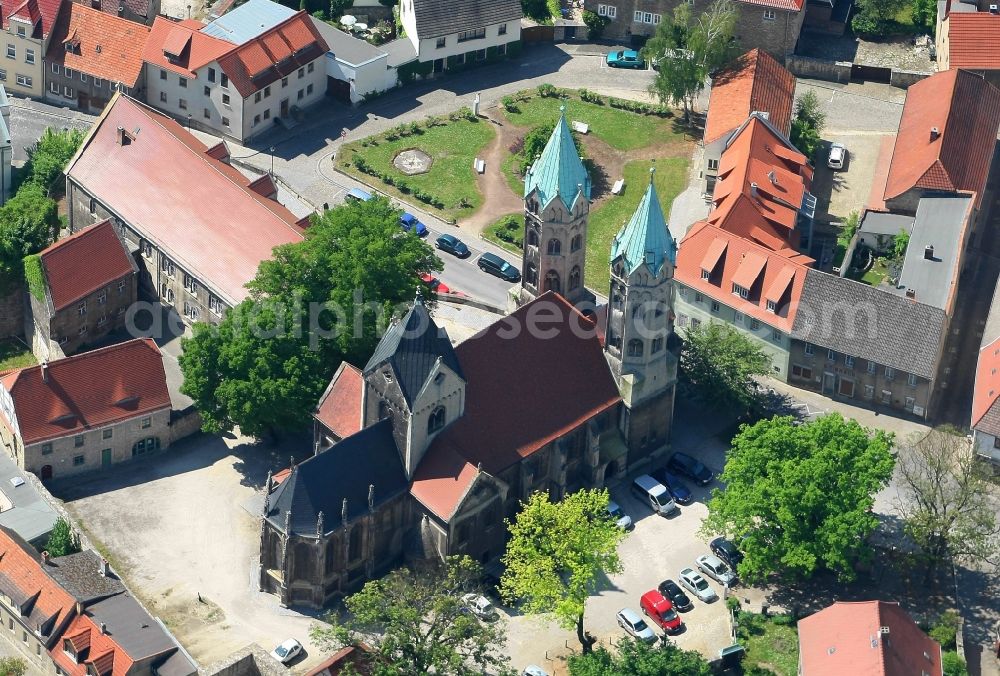 Freyburg (Unstrut) from the bird's eye view: Church building in Stadtkirche St. Marien Old Town- center of downtown in Freyburg (Unstrut) in the state Saxony-Anhalt, Germany