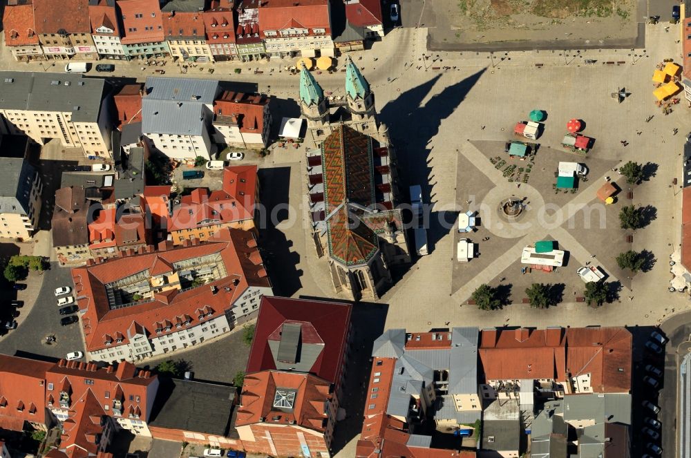 Aerial photograph Meiningen - Church building in the town church on the square to Meiningen in Thuringia