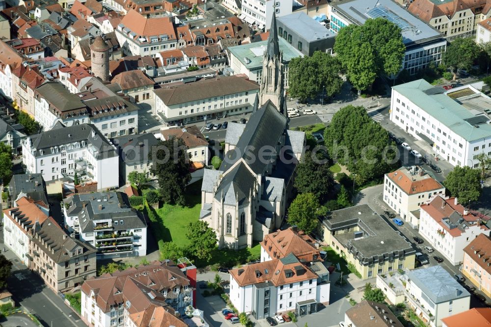 Bad Kissingen from the bird's eye view: Church building in Stadtpfarrkirche on Von-Hessing-Strasse Old Town- center of downtown in Bad Kissingen in the state Bavaria, Germany