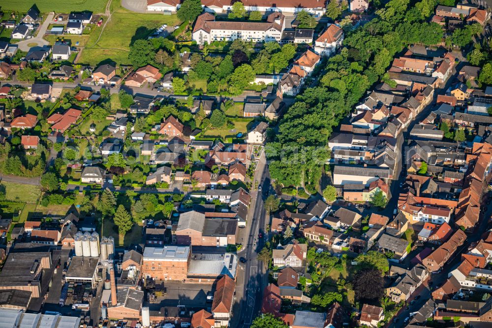 Aerial image Wittingen - Church building St. Stephanus Kirche in the village of on street Gaensemarkt in Wittingen in the state Lower Saxony, Germany