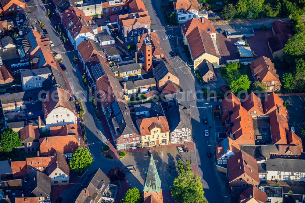 Aerial photograph Wittingen - Church building St. Stephanus Kirche in the village of on street Gaensemarkt in Wittingen in the state Lower Saxony, Germany