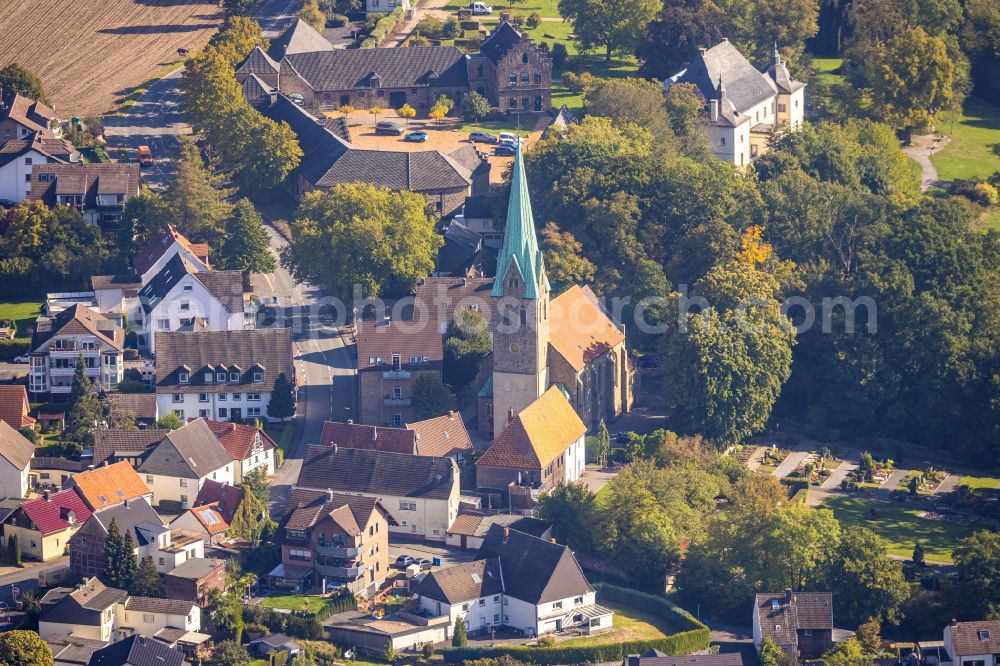 Aerial image Opherdicke - Church building St. Stephanus Opherdicke on Unnaer Strasse in Opherdicke in the state North Rhine-Westphalia, Germany