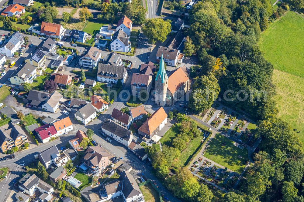 Aerial photograph Opherdicke - Church building St. Stephanus Opherdicke on Unnaer Strasse in Opherdicke in the state North Rhine-Westphalia, Germany