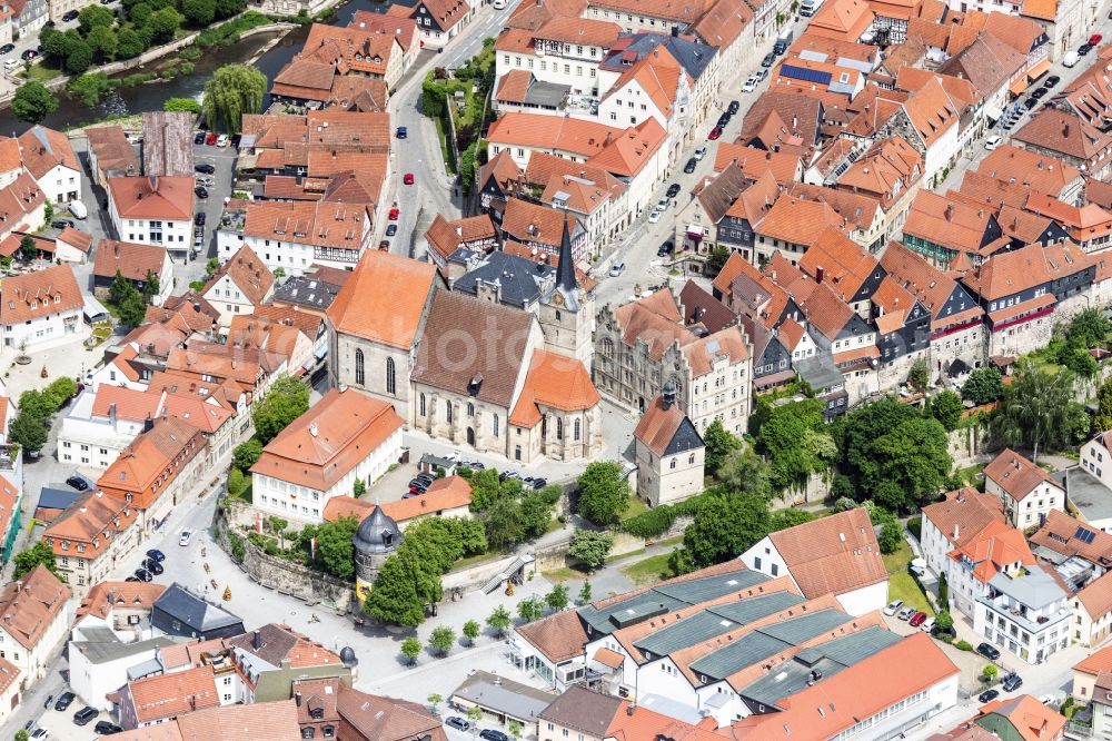 Kronach from above - Church building St.Johannes of Taeufer in Kronach in the state Bavaria, Germany