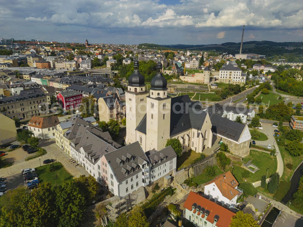 Plauen from the bird's eye view: Church building St.Johannis in Plauen in the state Saxony, Germany