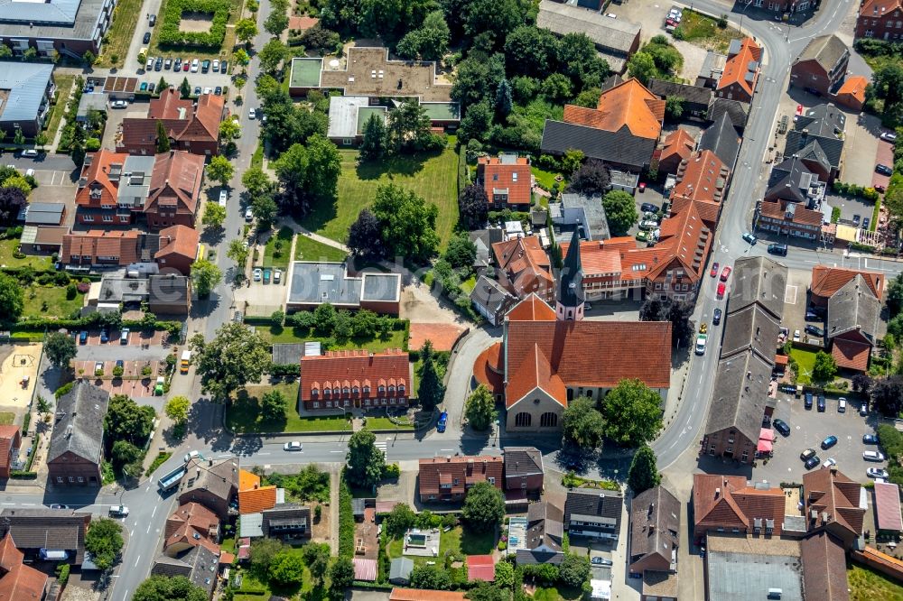 Albersloh from the bird's eye view: Church building St.Ludgerus in Albersloh in the state North Rhine-Westphalia, Germany